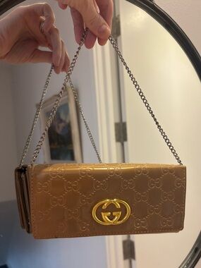 gold faux patent Chain Wallet